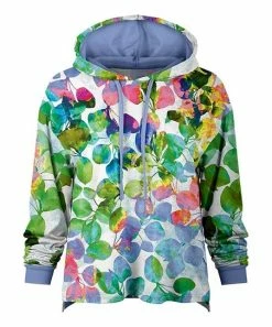 Lily | Green & Pink Abstract Chest-Pocket Hoodie - Women & Plus