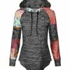 Lily | Gray & Orange Floral Patchwork Curved-Hem Hoodie - Women