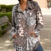 Lily | Beige & White Paisley Pocket Button-Up Shacket - Plus