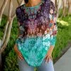 Lily | Turquoise & Purple Mandala Three-Quarter Sleeve Tunic - Women & Plus
