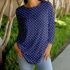 Lily | Navy & White Polka Dot Three-Quarter Sleeve Tunic - Women & Plus