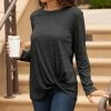 Lily | Charcoal Front-Twist Long-Sleeve Tunic - Women & Plus