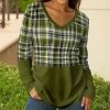Lily | Green & White Plaid V-Neck Tunic - Plus