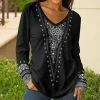 Lily | Black & White Floral Abstract V-Neck Tunic - Women & Plus