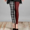 Lily | Red & White Color Block Plaid Leggings - Women
