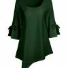 Lily | Forest Green Tie-Sleeve Asymmetrical Tunic - Women & Plus