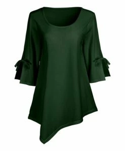 Lily | Forest Green Tie-Sleeve Asymmetrical Tunic - Women & Plus