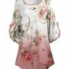 Lily | Pink & White Ombré Floral Ruffle-Sleeve Boatneck Tunic - Women & Plus