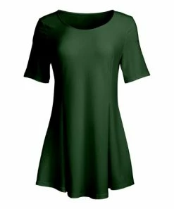 Lily | Forest Green Short-Sleeve Boatneck Tunic - Women