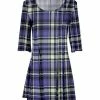 Lily | Purple & Mint Plaid Three-Quarter Sleeve Boatneck Tunic - Women