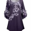 Lily | Purple & Lavender Floral Ruffle-Sleeve Boatneck Tunic - Women