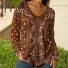 Lily | Brown & White Paisley V-Neck Tunic - Women