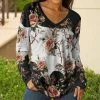 Lily | Black & White Floral V-Neck Tunic - Plus