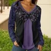 Lily | Black & Purple Floral Color Block V-Neck Tunic - Women