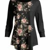 Lily | Black & Pink Floral Three-Quarter Sleeve Swing Tunic - Plus
