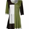 Lily | Black & Olive Color Block Dot Three-Quarter Sleeve Boatneck Tunic - Women & Plus