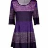 Lily | Purple & Lavender Color Block Three-Quarter Sleeve Boatneck Tunic - Women