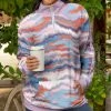 Lily | Orange & Pink Digital-Wave Half-Zip Pullover - Plus