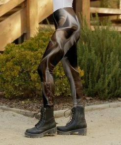 Lily | Brown & Gray Marble Side-Button Leggings - Plus