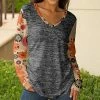 Lily | Gray & Orange Floral V-Neck Tunic - Plus