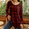 Lily | Red & Black Plaid Long-Sleeve V-Neck Tunic - Women & Plus