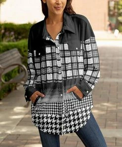 Lily | Black & White Plaid Pocket Shacket - Plus