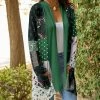 Lily | Green & Black Floral Pocket Cardigan - Plus