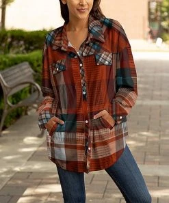 Lily | Red & Blue Plaid Button-Up Shacket - Plus