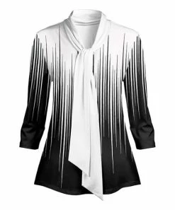 Lily | Black & White Abstract Ombré-Accent Tie-Accent Tunic - Women & Plus