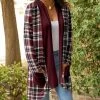 Lily | Red & White Plaid Pocket Open Cardigan - Women & Plus