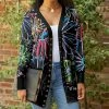 Lily | Black Neon Floral Snap-Button Pocket Cardigan - Women