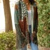 Lily | Gray & Rust Abstract Pocket Shawl-Neck Open Cardigan - Women & Plus