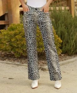 Lily | Brown & White Leopard Straight-Leg Pants - Women