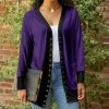 Lily | Purple Snap-Button Pocket Cardigan - Plus