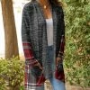 Lily | Gray & Red Plaid Pocket Open Cardigan - Women & Plus