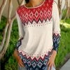 Lily | Cream & Navy Geometric Tunic - Plus