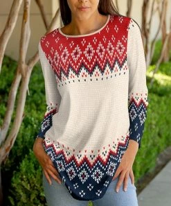 Lily | Cream & Navy Geometric Tunic - Plus