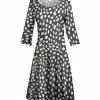 Lily | Gray & White Leopard Three-Quarter Sleeve A-Line Dress - Women