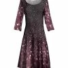 Lily | Pink & Black Shimmer Three-Quarter Sleeve A-Line Dress - Women