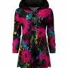 Lily | Black & Pink Floral Velvet Button-Front Hoodie - Women