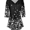 Lily | Black & Silver Diamond Velvet V-Neck Tunic - Plus