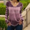 Lily | Light Pink & Purple Color Block V-Neck Long-Sleeve Tunic - Women
