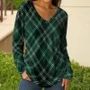 Lily | Green & White Plaid V-Neck Long-Sleeve Tunic - Women & Plus