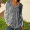 Lily | Gray & White Polka Dot V-Neck Long-Sleeve Tunic - Women & Plus