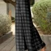 Lily | Black & Gray Windowpane Palazzo Pants - Women