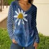 Lily | Blue & White Floral V-Neck Long-Sleeve Tunic - Women & Plus