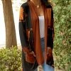 Lily | Black & Rust Abstract Pocket Open Cardigan - Plus