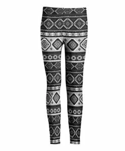 Lily | Black & Gray Geometric Leggings - Women