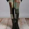 Lily | Rust & Turquoise Patchwork Knit-Print Leggings - Women