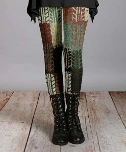 Lily | Rust & Turquoise Patchwork Knit-Print Leggings - Women